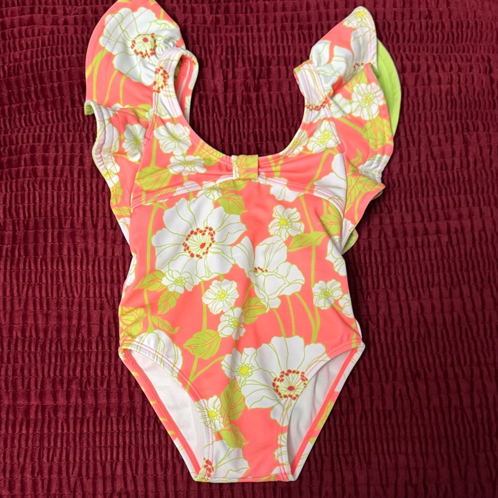 Janie and Jack Floral Ruffle Swimsuit 18-24 Months